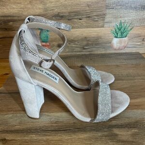 Steve Madden Kalina Crystal Embellished Suede Heel Sandal Size 8.5 wedding